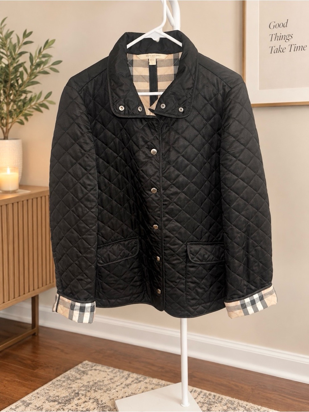 Burberry Quilted Plaid-Lined Jacket